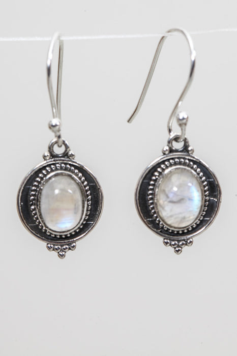 Silver earring moonstone 17x13mm