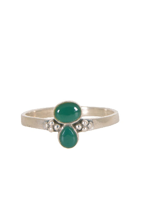 Silver ring green onyx