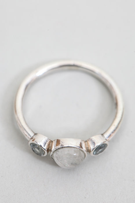 Bague argent pierre de lune arc-en-ciel / BT