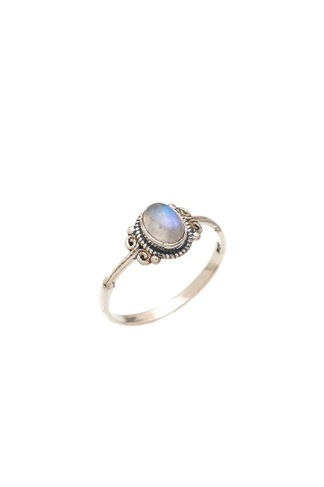 Bague argent pierre de lune arc-en-ciel