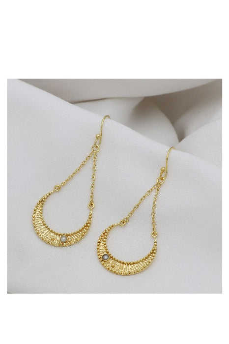 Earring brass gold plated freshwater pearl 42x23mm
