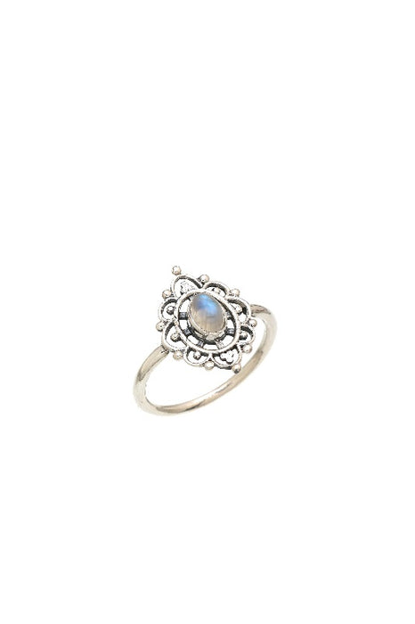Bague argent pierre de lune arc-en-ciel