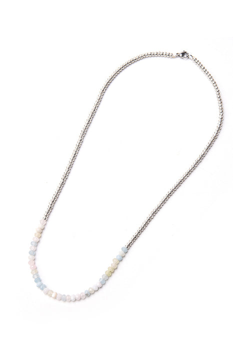 Necklace faceted jade glass beads 45 cm