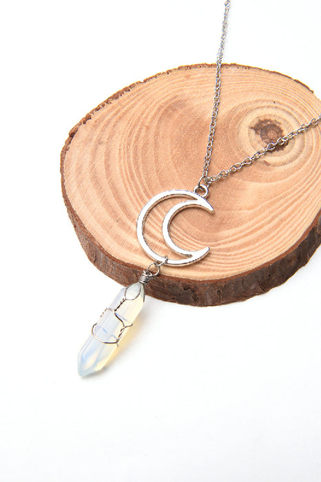 Opalite crescent necklace 50 cm