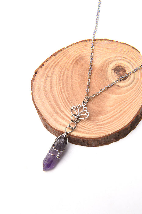 Kette Amethyst Lotusblatt 50 cm