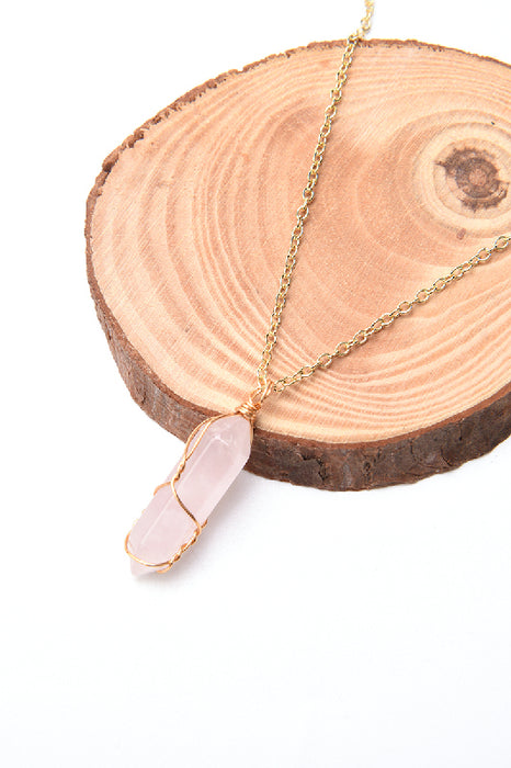 Collier quartz rose 50 cm