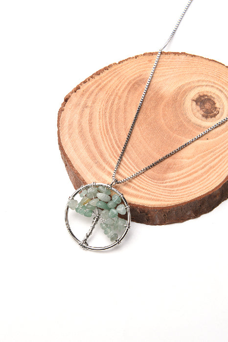 Collier arbre de vie aventurine verte 50 cm