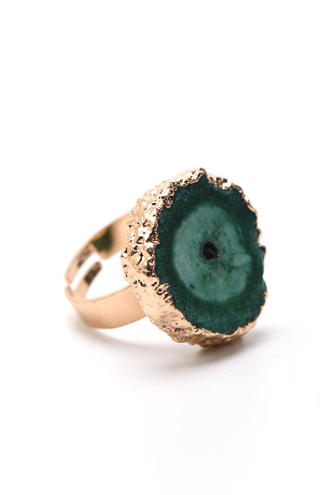 Bague réglable pierre Druse verte