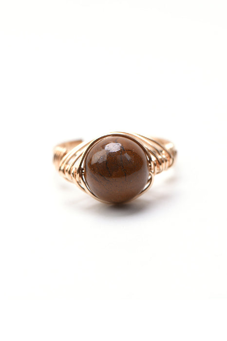 Ring adjustable tiger eye