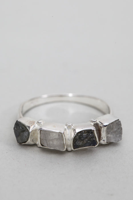 Bague argent 4 pierres pierre de lune/labradorite