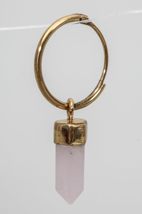 Earring brass gold plated rose quartz