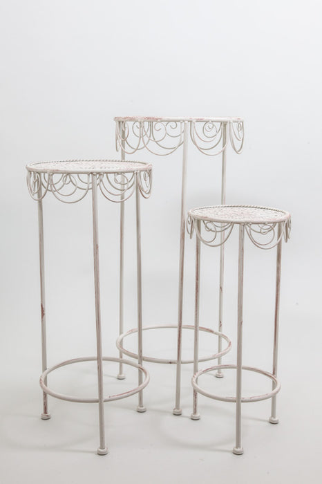 Flower stand round 3-leg antique cream 27 x 60 cm