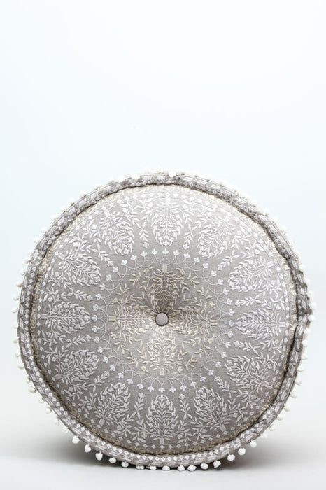 Puff round off-white/beige patterned 60 x 25 cm