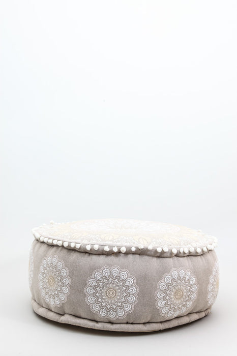 Puff round off-white/beige patterned 60 x 25 cm