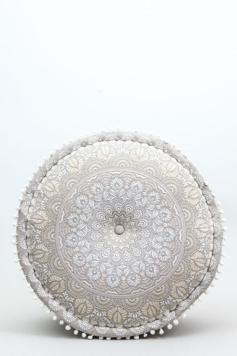 Puff round off-white/beige patterned 60 x 25 cm