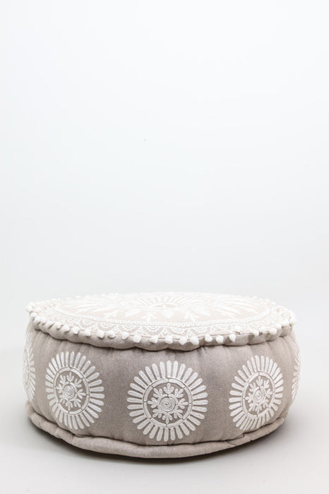 Puff round white patterned 60 x 25 cm