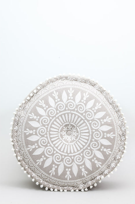 Puff round white patterned 60 x 25 cm