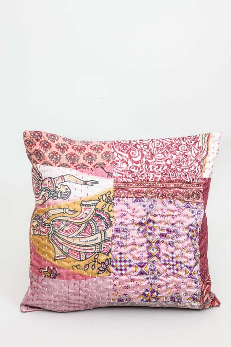 Housse de coussin Kantha assortie 40 x 40 cm