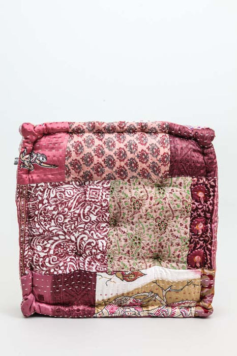 Coussin d'assise carré Kantha assorti 40 x 40 x 10 cm