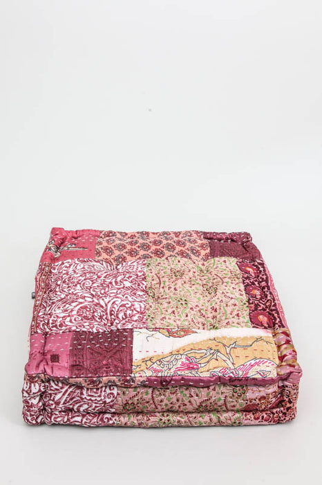 Coussin d'assise carré Kantha assorti 40 x 40 x 10 cm