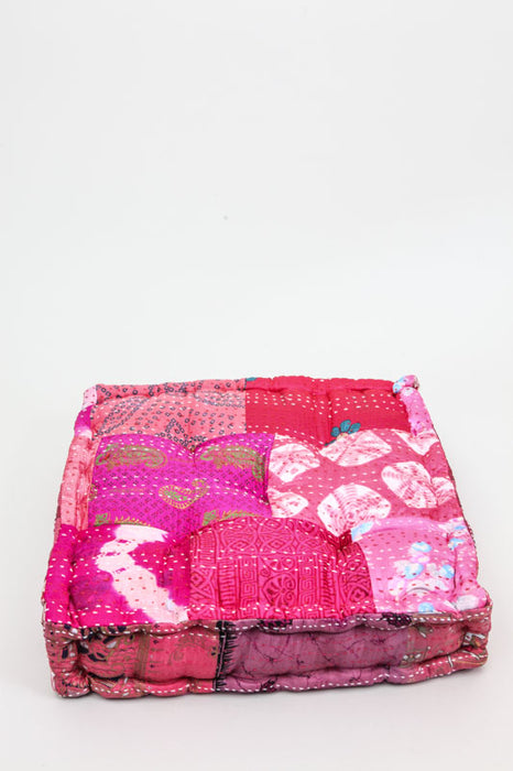 Coussin d'assise carré Kantha assorti 40 x 40 x 10 cm