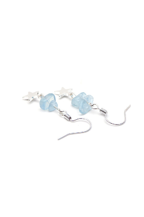 Earrings aquamarine quarry stones with star