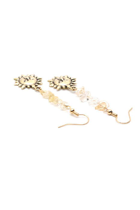 Boucles d'oreilles citrine avec soleil doré