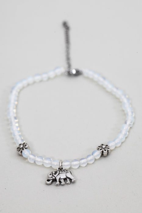 Anklet white opal 23+5 cm