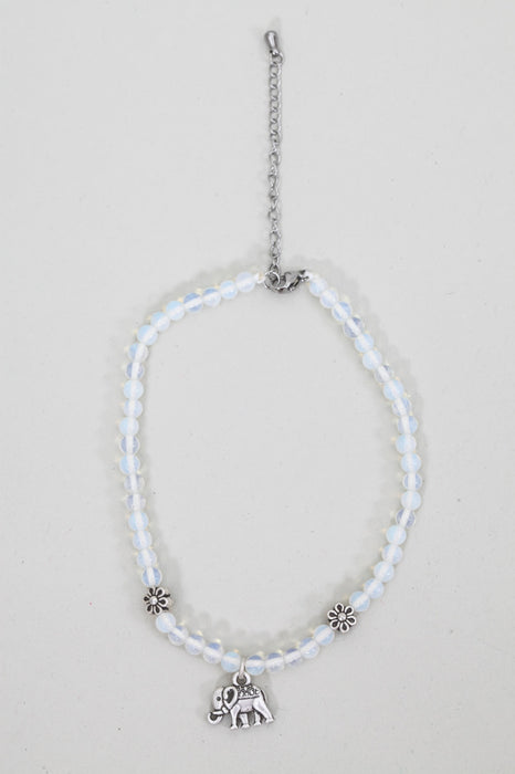 Anklet white opal 23+5 cm