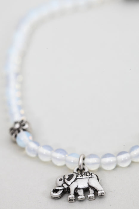 Anklet white opal 23+5 cm