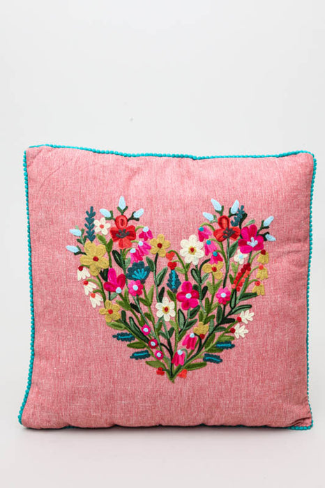 Decorative cushion flower heart 45 x 45 cm