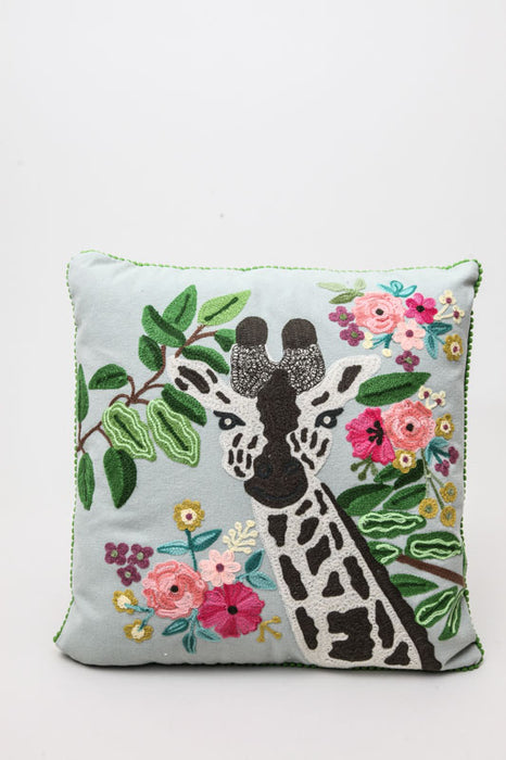 Coussin déco girafe et fleurs 45 x 45 cm