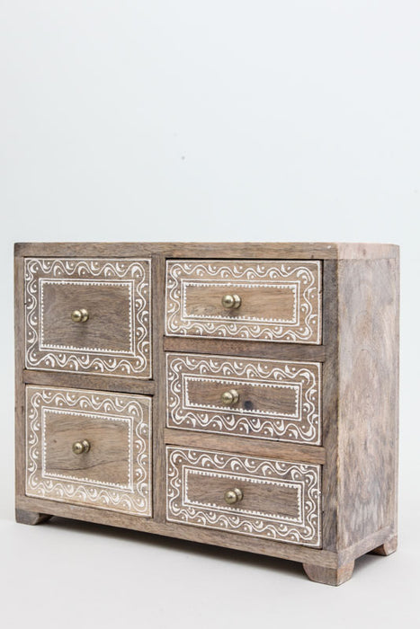 Decorative chest of drawers 5 drawers painted 30 x 11 x 23 cm