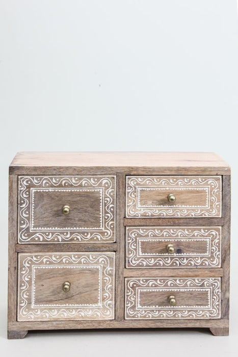 Decorative chest of drawers 5 drawers painted 30 x 11 x 23 cm