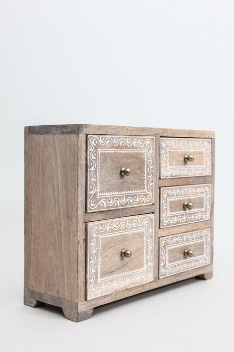 Decorative chest of drawers 5 drawers painted 30 x 11 x 23 cm