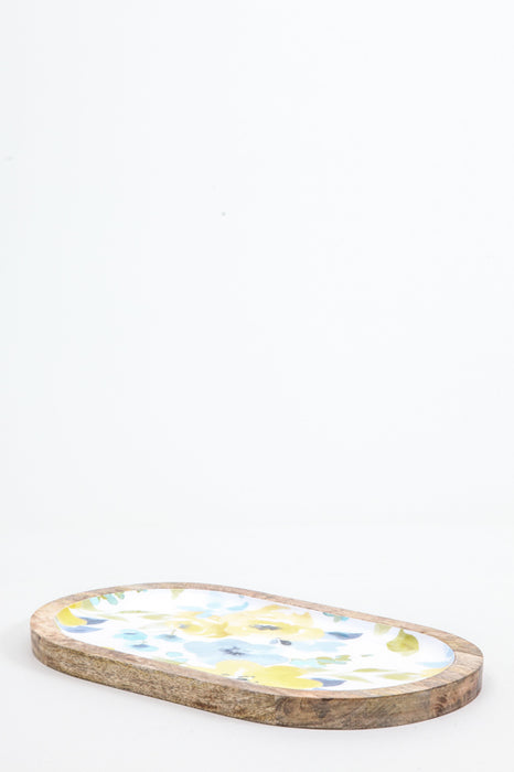 Plate oval decorated mango wood 25 x 17.5 cm