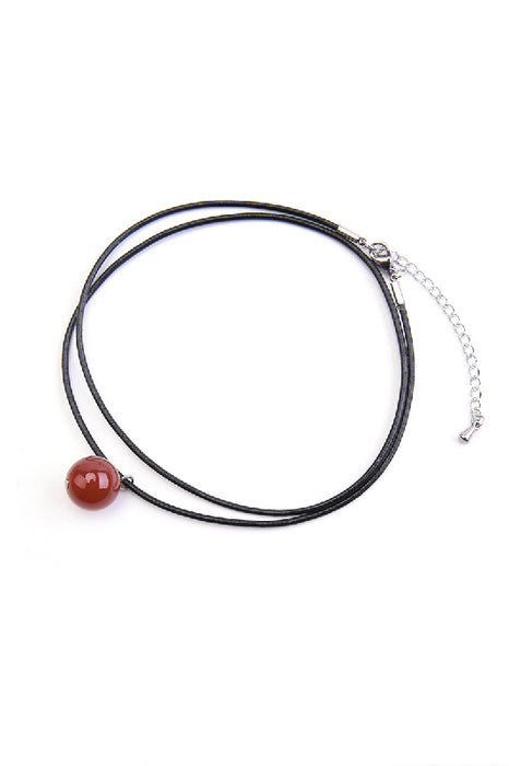 Necklace ball pendant 12mm carnelian 45+5 cm