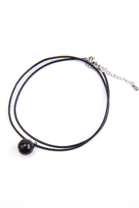 Necklace ball pendant 12mm black onyx 45+5 cm