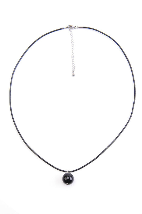 Necklace ball pendant 12mm black onyx 45+5 cm