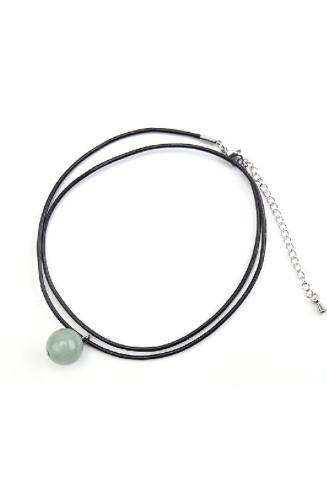 Necklace ball pendant 12mm green aventurine 45+5 cm