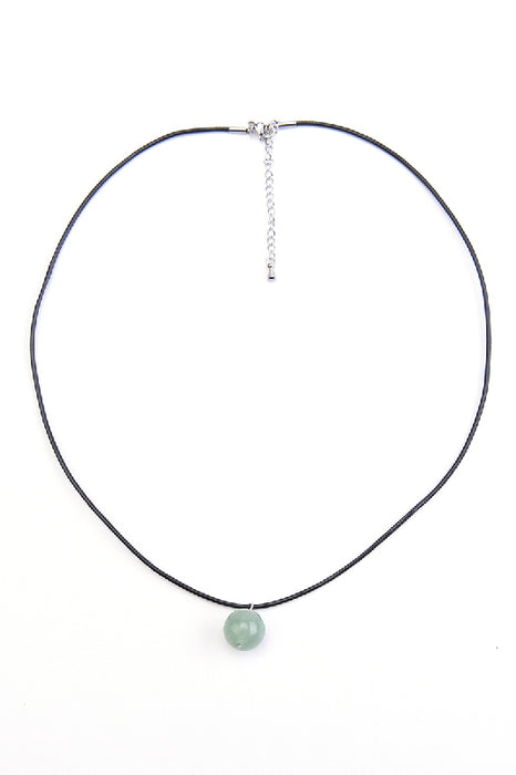 Necklace ball pendant 12mm green aventurine 45+5 cm