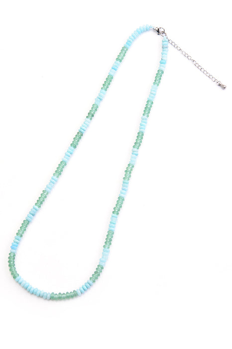 Necklace green aventurine, blue jade 45+5 cm