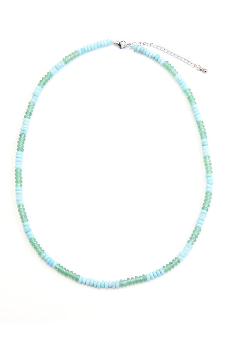 Necklace green aventurine, blue jade 45+5 cm