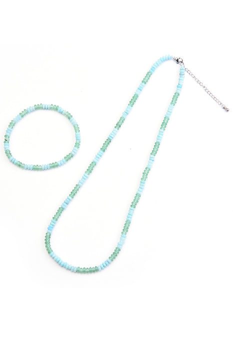 Necklace green aventurine, blue jade 45+5 cm