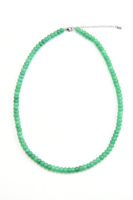 Necklace green jade 45+5 cm