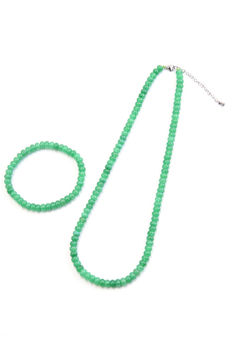 Necklace green jade 45+5 cm