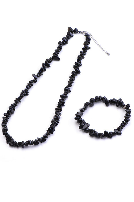 Necklace black obsidian 45+5 cm