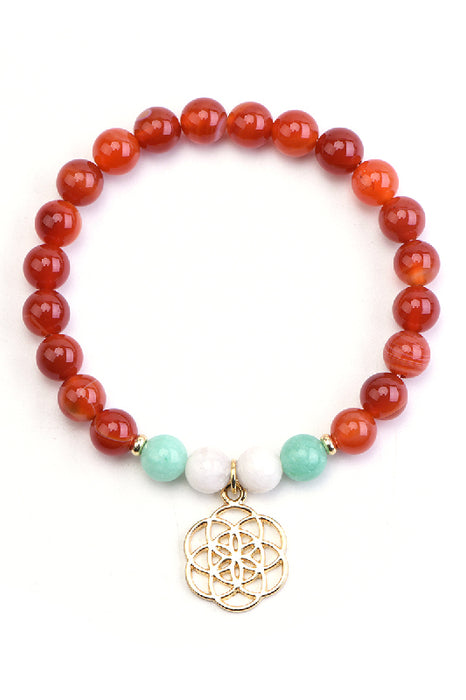 Bracelet 8mm selenite, blue amazonite, carnelian, moonstone