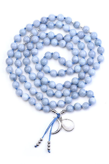 Mala necklace 8mm aquamarine / 108 beads