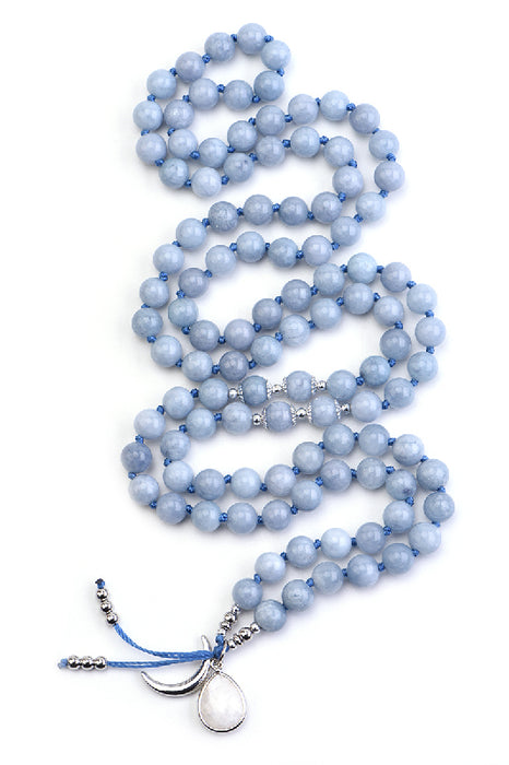 Mala necklace 8mm aquamarine / 108 beads